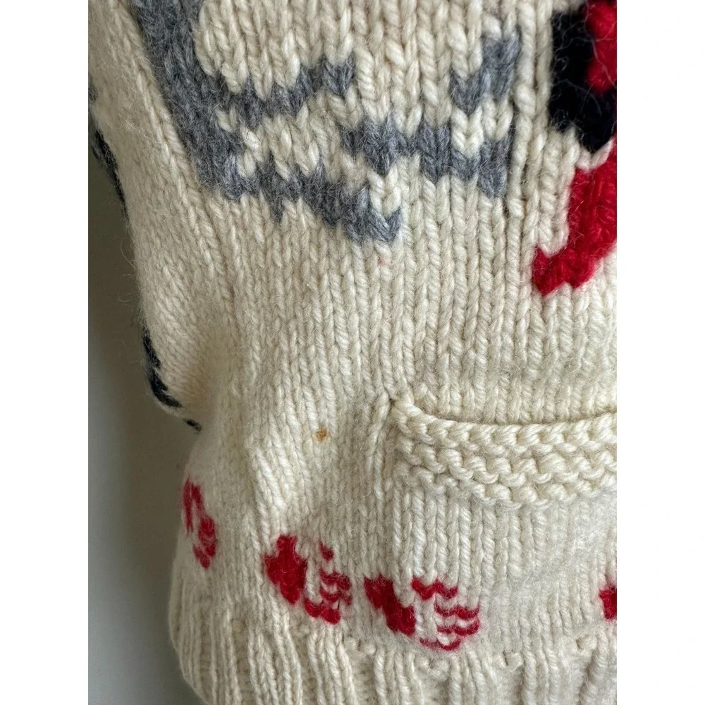 RARE Vintage 1950s Wolf Mary Maxim Cowichan Sweater Wool 100% Large - Picture 5 of 16